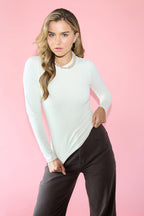 Nylon Long sleeve tops Solid color Basic All Fit  Clothes