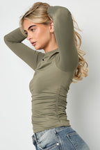 Nylon Long sleeve tops Solid color Basic All Fit  Clothes