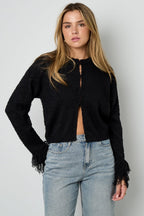 Cardigan with fringe sleeves