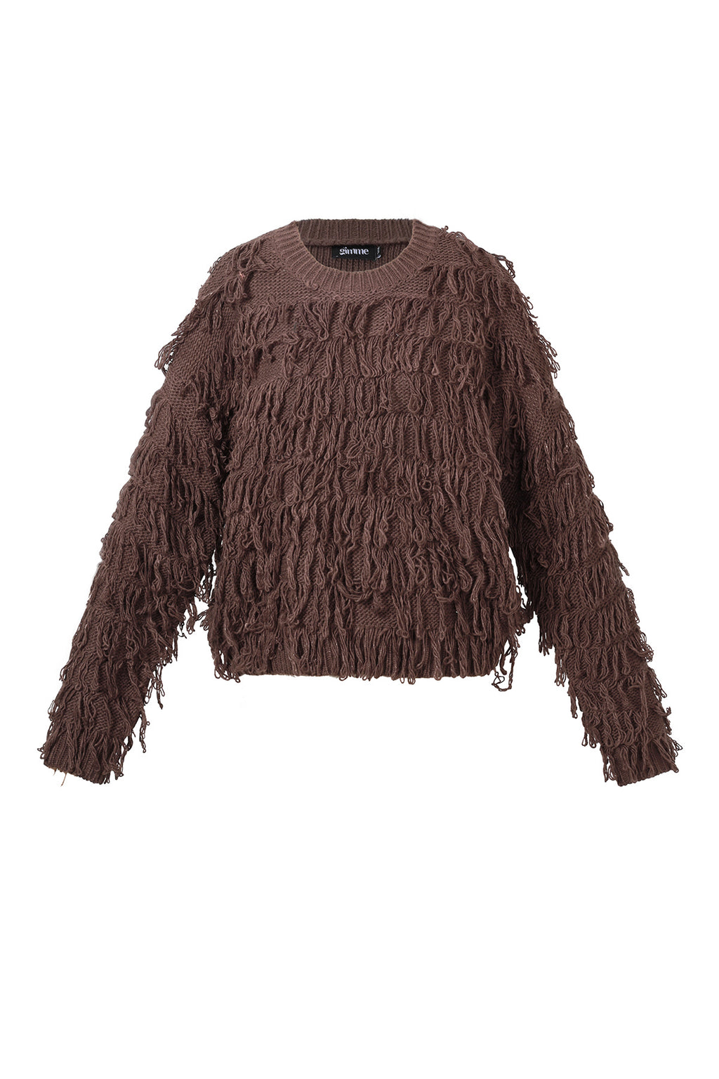 Knitted sweater with fringes