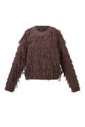 Knitted sweater with fringes
