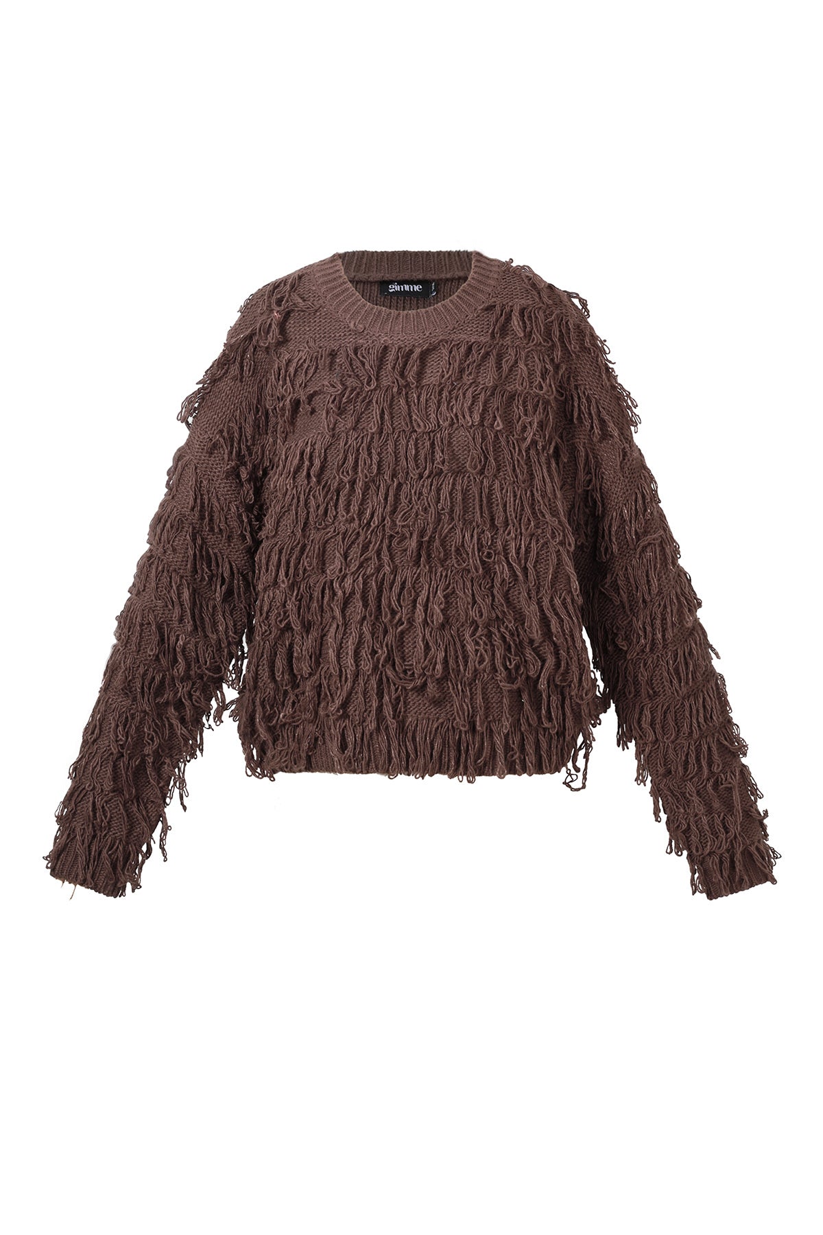 Knitted sweater with fringes