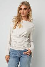Fitted top with flared sleeves