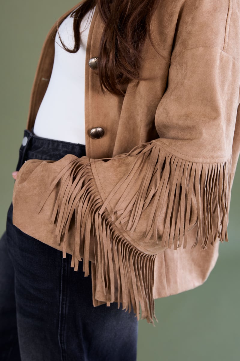 Suede-look jacket with fringes