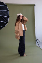 Suede-look jacket with fringes