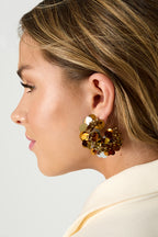 Hoop earrings made of sequins and beads