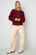 Polyester fiber (polyester) Knit cardigan Stripes Casual Fall/Winter  Clothes