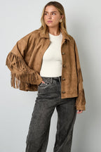 Suede-look jacket with fringes