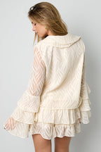 Co-ord Set White Leaves - Long Sleeve Tops