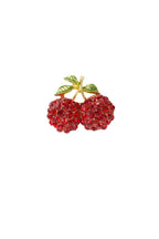 Rhinestone cherry brooch