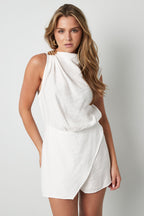 Viscose Women's Mini Dress Asymmetric Draped Design