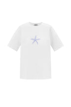 Cotton Women's T-shirt Casual Embroidered Starfish