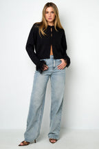 Cardigan with fringe sleeves