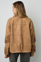 Suede-look jacket with fringes