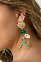 Earrings with coral and sea pendants