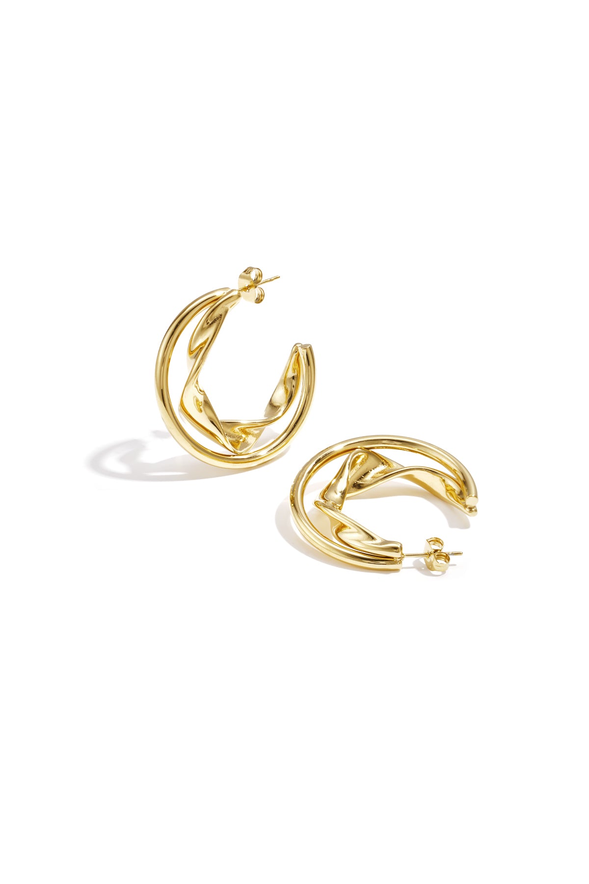 Double chunky hoop earrings with twisted detail