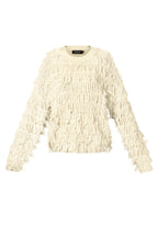 Knitted sweater with fringes
