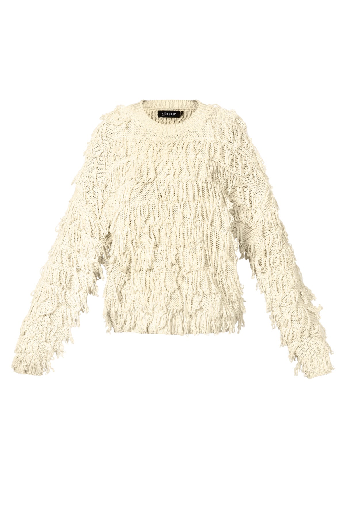 Knitted sweater with fringes
