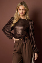 Polyester fiber (polyester) Long sleeve tops Solid color Sexy Fall/Winter  Clothes