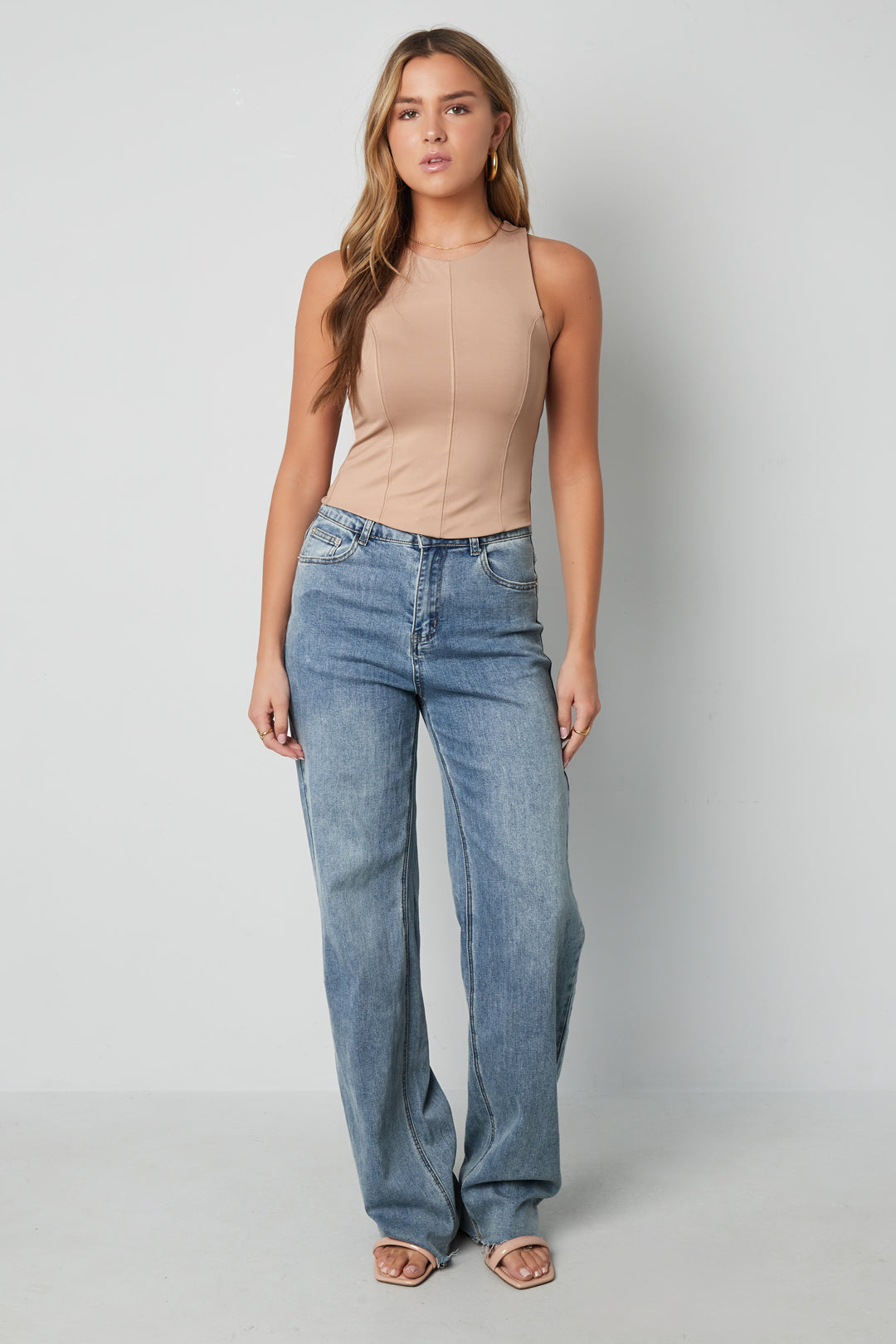 Knitted Nylon Women's Sleeveless Top Spring/Summer Basic Solid Color