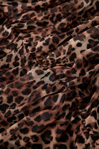 Woven Polyester Mini Dress Elegant Leopard Print Ruffle Edge